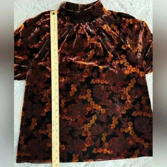 RHODE Long Sleeve Velvet Blouse Size XS Autumn Floral Print NWT Harlow Top - Picture 7 of 11